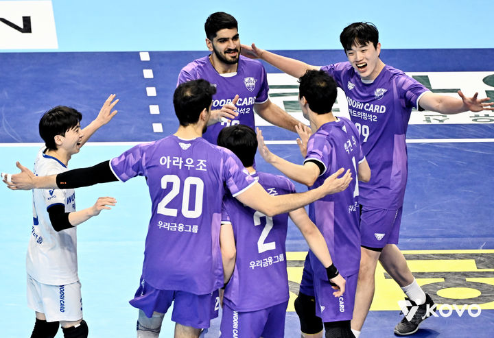 [서울=뉴시스] 남자 프로배구 우리카드. (사진=KOVO 제공). 2026.02.10. *재판매 및 DB 금지