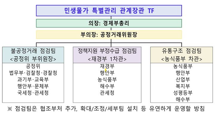 [세종=뉴시스] 민생물가 특별관리 관계장관 TF의 조직도. (자료 = 재정경제부 제공) 2026.02.11. *재판매 및 DB 금지