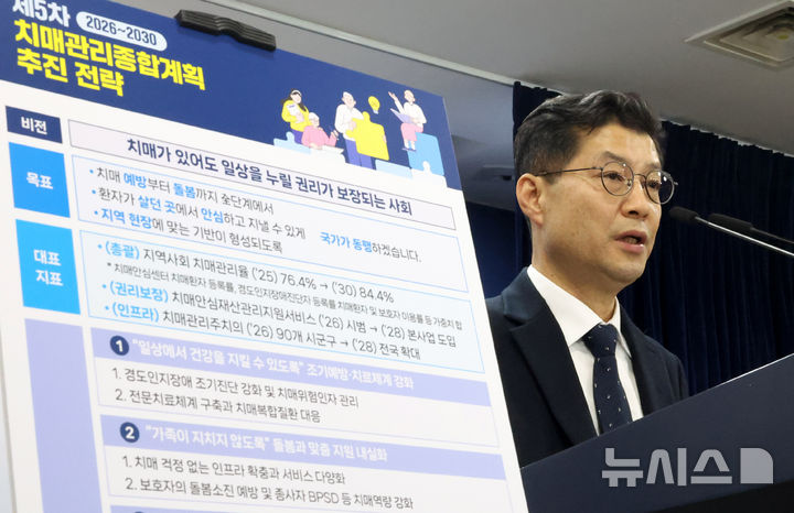 [서울=뉴시스] 추상철 기자 = 은성호 보건복지부 인구사회서비스정책실장이 지난 11일 오후 서울 종로구 정부서울청사에서 제5차 치매관리 종합계획(2026~2030) 관련 사전브리핑을 하고 있다. 2026.02.12. scchoo@newsis.com