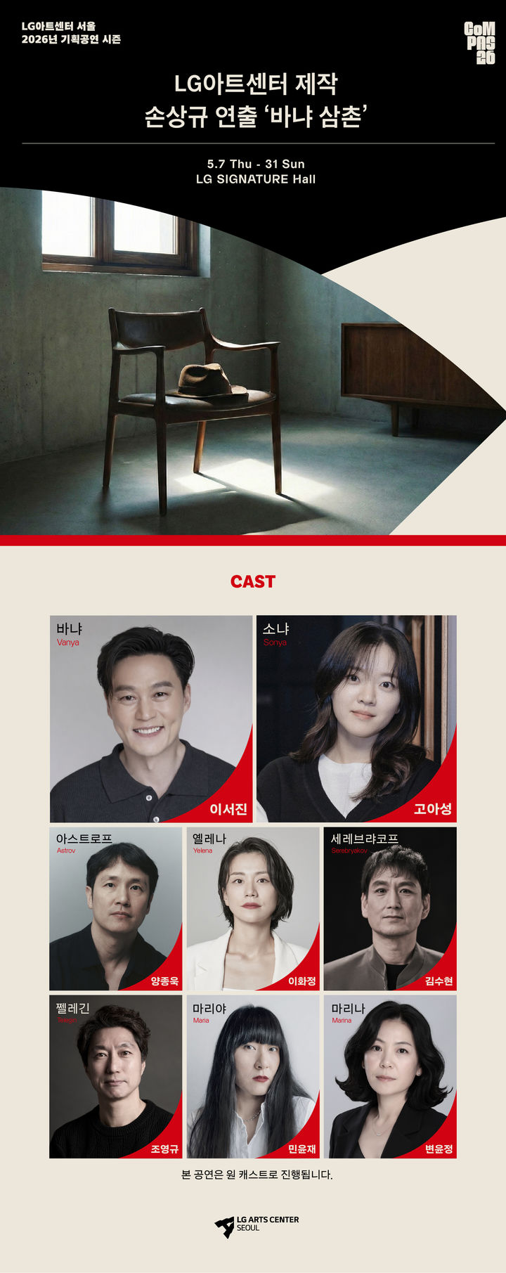 연극 '바냐 삼촌' 포스터와 출연진. (LG아트센터 제공) *재판매 및 DB 금지