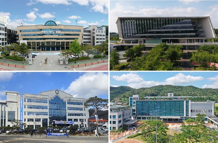 [전주=뉴시스] 조국혁신당 전북도당 내란동조 주장을 정면 반박하고 나선 정읍시청(위 왼쪽), 완주군청(위 오른쪽), 고창군청(아래 왼쪽), 임실군청(아래 오른쪽). (사진=뉴시스 DB). photo@newsis.com *재판매 및 DB 금지