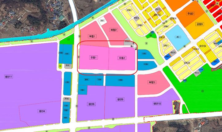 [청주=뉴시스] 청주테크노폴리스 내 유통시설용지(빨간 테두리). photo@newsis.com *재판매 및 DB 금지