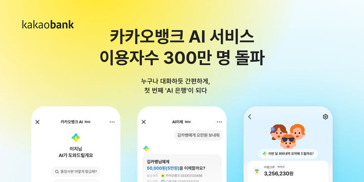 카카오뱅크, AI 서비스 누적 이용자 300만 돌파