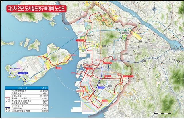 인천시 제2차 도시철도망 구축계획 노선도. (사진=인천시 제공) *재판매 및 DB 금지