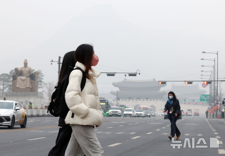 [서울=뉴시스] 조성우 기자 = 설 연휴가 시작된 14일 오전 초미세먼지와 미세먼지가 '매우 나쁨' 수준을 기록한 가운데 서울 도심이 뿌옇게 보이고 있다. 2026.02.14. xconfind@newsis.com