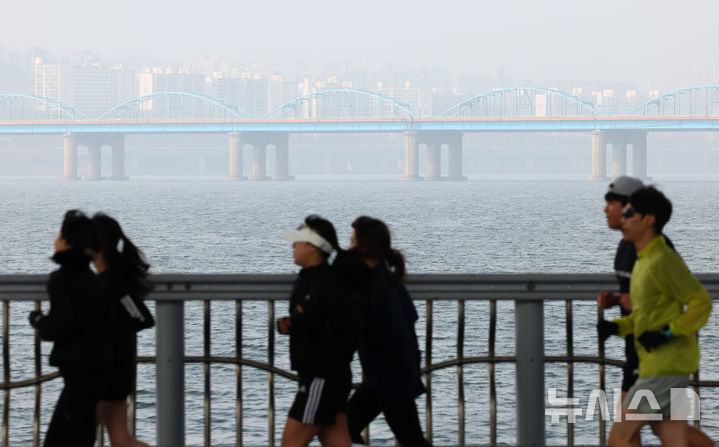 [서울=뉴시스] 황준선 기자 = 서울의 미세먼지 농도가 '나쁨' 수준을 보인 15일 서울 서초구 잠수교에서 바라본 도심이 뿌옇게 흐리다. 2026.02.15. hwang@newsis.com