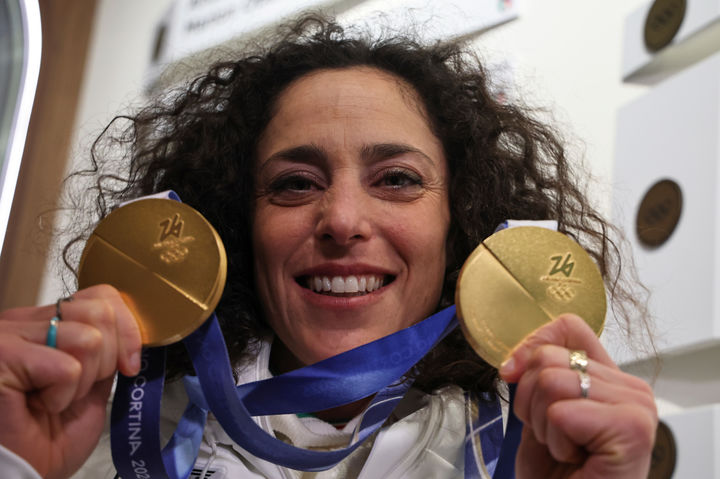 [코르티나담페초=AP/뉴시스] 이탈리아 알파인 스키 국가대표 페데리카 브리뇨네, 2026 밀라노·코르티나담페초 동계올림픽 알파인 스키 여자 대회전 우승으로 2관왕 달성. 2026.02.15.