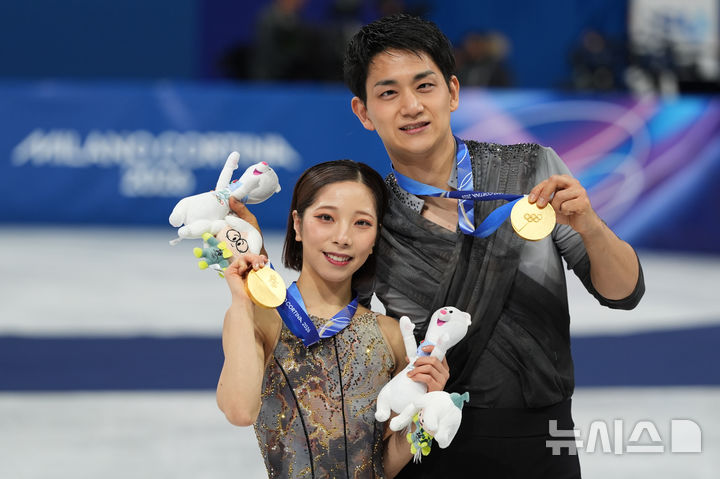 [밀라노=AP/뉴시스] 일본 피겨의 미우라 리쿠-기하라 류이치 조. 2026.02.16.