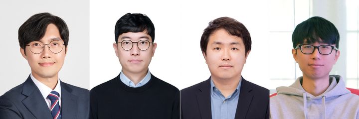 [울산=뉴시스] 곽원진 UNIST 교수, 최정현 가천대 교수, 문장혁 중앙대 교수, 이현욱 UNIST 연구원(제1저자). (사진=UNIST 제공) photo@newsis.com *재판매 및 DB 금지