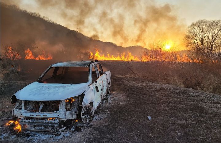 영천 하천변 낚시객 차량서 불…잡목 10㏊ 태우고 완진