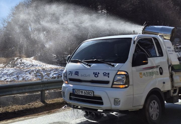 [춘천=뉴시스] 19일 농협 강원본부(본부장 김병용)는 이날 속초양양축산농협과 강원 양양군 손양면 삽존리 양돈밀집단지 일원에서 가축질병 차단방역에 나섰다고 밝혔다. 농협 강원본부 제공. *재판매 및 DB 금지