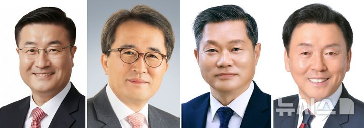 [제주=뉴시스] 왼쪽부터 국민의힘 김승욱 제주시을 당협위원장·문성유 전 기획재정부 기획조정실장, 진보당 김명호 제주도당위원장, 소나무당 양윤녕 제주도당위원장. (사진=뉴시스DB)