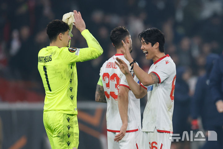 [릴=AP/뉴시스] 세르비아 츠르베나 즈베즈다의 설영우. 2026.02.19.