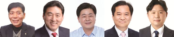 [화성=뉴시스]6.3 지방선거 화성시 국민의힘 및 개혁신당 후보군. 사진 왼쪽부터 박태경, 석호현, 최영근, 김용(이상 국민의힘), 개혁신당 전성균.(사진=뉴시스 DB)photo@newsis.com *재판매 및 DB 금지