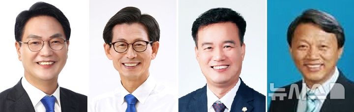 [고창=뉴시스] 제9회 전국동시지방선거 고창군수 선거 출마예정자 왼쪽부터 심덕섭 고창군수, 유기상 전 고창군수, 조민규 고창군의회 의장, 정원환 고창국화축제위원장(가나다 순). *재판매 및 DB 금지