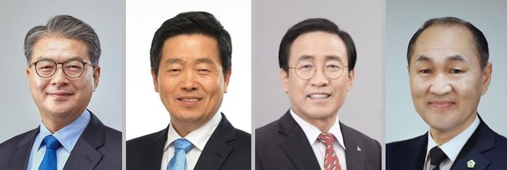 단양군수 선거 여야 주자들, 왼쪽부터 민주당 김광직, 김동진, 국민의힘 김문근, 오영탁. *재판매 및 DB 금지
