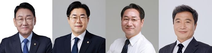 왼쪽부터 김교흥, 박찬대 더불어민주당 의원, 유정복 인천시장, 이학재 인천국제공항공사 사장. *재판매 및 DB 금지