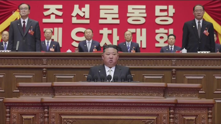 [서울=뉴시스] 북한 조선중앙TV는 김정은 국무위원장이 지난 19일 평양에서 열린 조선노동당 제9차 대회에 참석했다고 20일 보도했다. (사진=조선중앙TV 캡처) 2026.02.20. photo@newsis.com *재판매 및 DB 금지