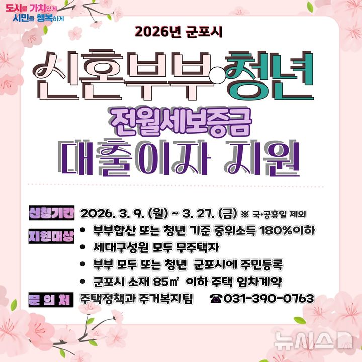 [군포=뉴시스] 군포시는 신혼부부와 청년에 대해 대출이자를 지원한다. (안내문=군포시 제공).)2026.02.23.photo@newsis.com