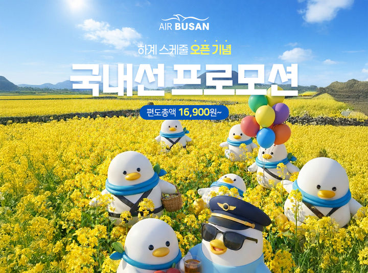 [부산=뉴시스] 에어부산은 25일 오전부터 국내선 노선을 특가로 판매한다. (사진=에어부산 제공) 2026.02.24. photo@newsis.com *재판매 및 DB 금지