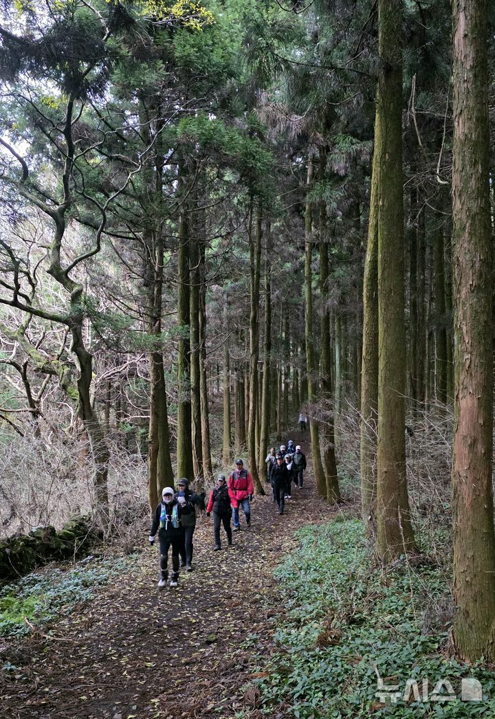 [제주=뉴시스] 2025년 12월21일 오전 뉴시스 제주본부가 주최한 '제주 트레일워킹 아카데미' 1기 교육생들이 제주시 애월읍 노꼬메오름을 걷고 있다. (사진=뉴시스 DB). photo@newsis.com 