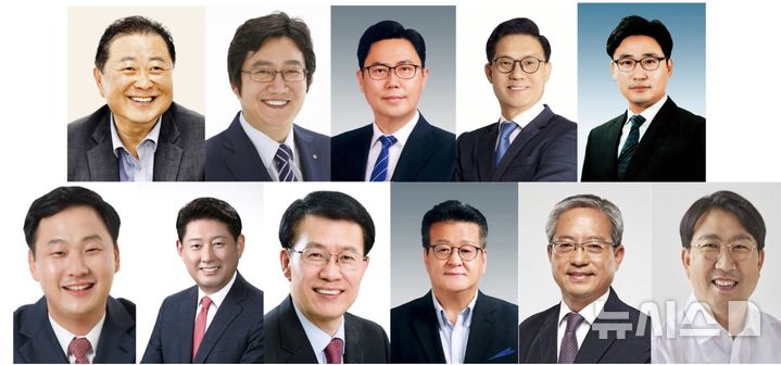 [파주=뉴시스]윗줄 왼쪽부터 더불어민주당 김경일, 손배찬, 이용욱, 조일출, 조성환 아랫줄 왼쪽부터 국민의힘 고준호, 김동규, 박용호, 안명규, 이재홍, 진보당 이재희.(사진=뉴시스DB)photo@newsis.com
