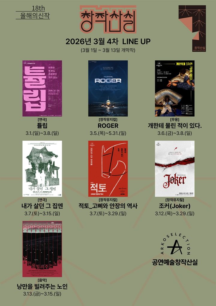 18회 공연예술창작산실 올해의신작 4차 라인업. (한국문화예술위원회 제공) *재판매 및 DB 금지