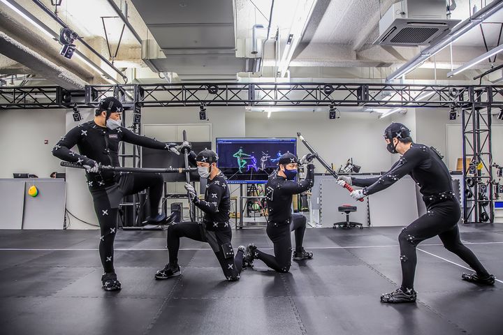 [서울=뉴시스] 펄어비스 신사옥에 위치한 모션 캡처 스튜디오에서 전문 배우들이 촬영하고 있다. (사진=펄어비스 제공) *재판매 및 DB 금지