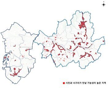 [세종=뉴시스] 수도권 행정구역별 너구리 주요 출몰 지역. 서울 36곳, 인천 11곳 등이다. (사진=기후에너지환경부 제공) 2026.02.25. photo@newsis.com *재판매 및 DB 금지