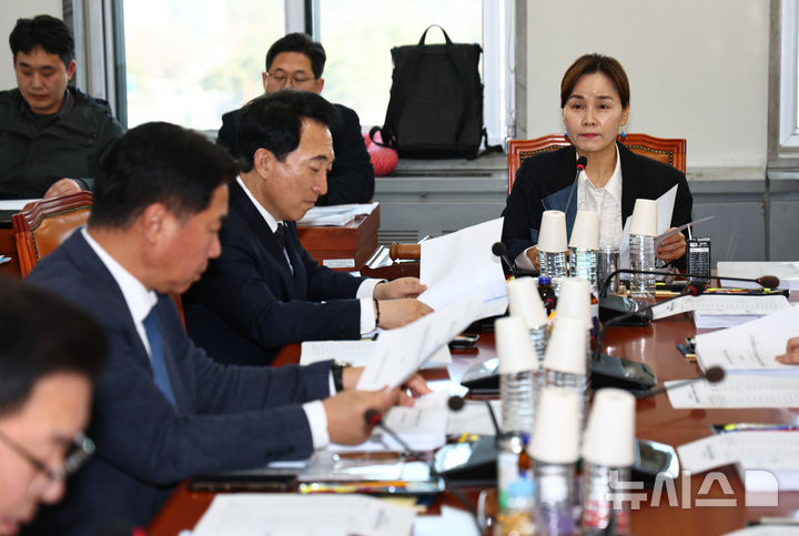 [서울=뉴시스] 김명년 기자 = 임오경 문화체육관광위원회 문화예술법안심사소위원장이 25일 오후 서울 여의도 국회에서 열린 문체위 소위원회에서 회의를 주재하고 있다. 2026.02.25. kmn@newsis.com