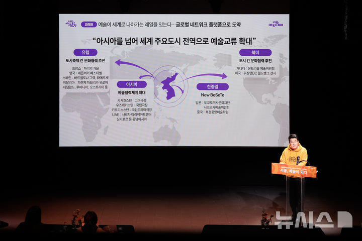 [서울=뉴시스]26일 서울문화재단 2026년 10대 혁신과제 발표를 위해 송형종 대표이사가 주요 내용을 설명하고 있다. (사진=서울문화재단 제공) 