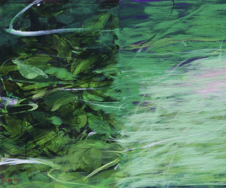 보푸라기로 만든 회화. 엄정순_무늬 없는 리듬 2-4, 2025, 캔버스에 아크릴릭, 태피스트리, 61x72. 학고재갤러리 제공. *재판매 및 DB 금지