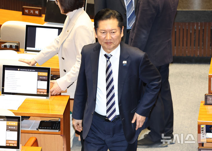 [서울=뉴시스] 김금보 기자 = 정청래 더불어민주당 대표가 26일 오후 서울 여의도 국회에서 열린 제432회 국회(임시회) 제8차 본회의에서 형법 일부개정법률안(대안)에 대한 무제한토론 종결동의의 건 투표를 마친 뒤 이동하고 있다. 2026.02.26. kgb@newsis.com