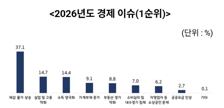 [수원=뉴시스]2026년 경제이슈 순위(도표=수원시정연구원 제공) *재판매 및 DB 금지