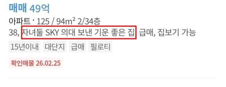 [뉴시스]최근 Npay 부동산에는 강남구 대치동에 있는 래미안대치팰리스 전용 94㎡(28평)가 매매가 49억원에 올라왔다. (사진 = 온라인 커뮤니티 캡처) *재판매 및 DB 금지