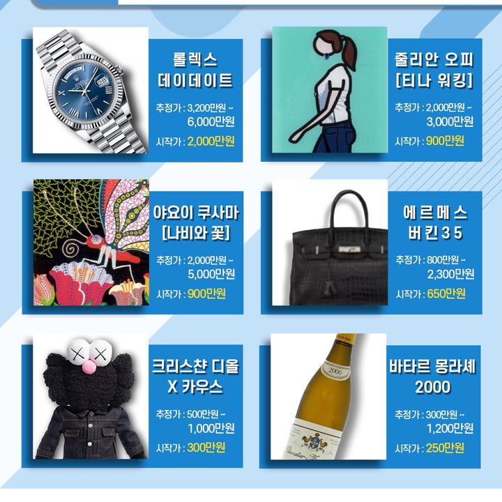 [서울=뉴시스] 지난 26일 국세청에 따르면 오는 3월11일 오후 2시 서울옥션 홈페이지에서 '국세청 압류물건 공개 매각'이 온라인 경매 방식으로 진행된다. 3월 6일부터 10일까지 현장 전시도 열린다. (사진=국세청) *재판매 및 DB 금지