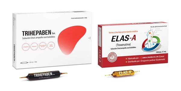 [서울=뉴시스] 과테말라 수출용 헤파토스시럽(왼쪽)과 엘라스에이액. (사진=조아제약 제공) 2026.3.4. photo@newsis.com *재판매 및 DB 금지