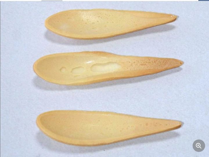 [서울=뉴시스] 먹을 수 있는 숟가락 시제품.(사진출처: 가고시마 시 우리보 연구소) 2026.03.04.