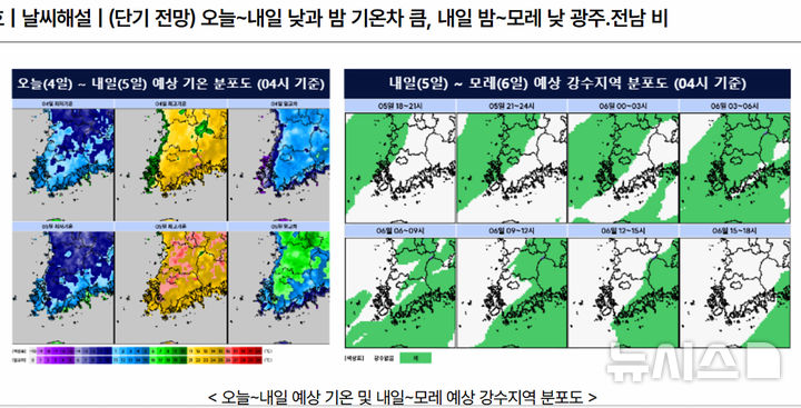 [광주=뉴시스] 광주·전남지역 기온 분포도. (사진=기상청 홈페이지 갈무리). photo@newsis.com *재판매 및 DB 금지