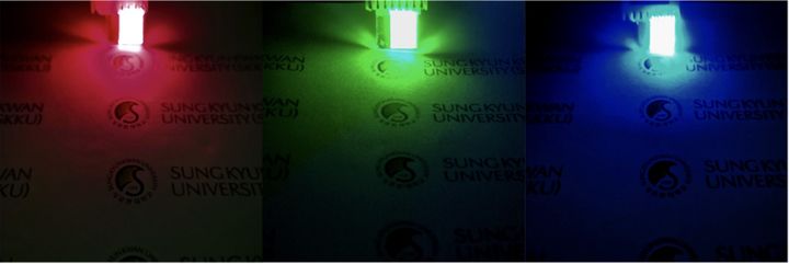 [서울=뉴시스] 연구진이 개발한 투명 전극이 적용된 차세대 고효율 페로브스카이트 LED. (사진=성균관대 제공) 2026.03.05. photo@newsis.com *재판매 및 DB 금지