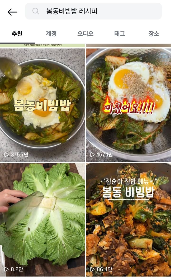 [서울=뉴시스] SNS에서 공유되는 봄동비빔밥 레시피. (사진 = 인스타그램 캡처) *재판매 및 DB 금지
