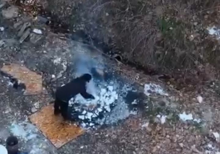 산림 인접지 농업 부산물 소각 행위 단속 모습. (사진=충북도 제공) *재판매 및 DB 금지