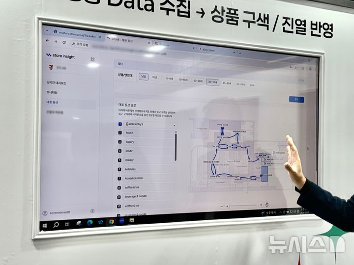 [서울=뉴시스] 권민지 기자 = '2026 세븐일레븐 상품전시회'에서 관계자가 AI점포관리 서비스에 대해 설명중이다 2026.03.05. ming@newsis.com