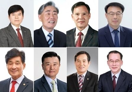  [의성=뉴시스] 의성군수 선거 출마자들. 왼쪽 위부터 시계방향으로 안병만 전 우송정보대 교수, 이왕식 전 경북도의원, 이영훈 전 청와대 행정관, 이충원 경북도의원, 장근호 전 의성경찰서장, 최유철 전 의성군의회 의장, 최익봉 전 특전사령관, 최태림 경북도의원. 2026.03.05. photo@newsis.com *재판매 및 DB 금지