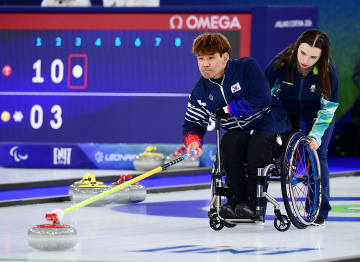 [서울=뉴시스] 컬링 믹스더블의 이용석. (사진= 대한장애인체육회 제공) *재판매 및 DB 금지