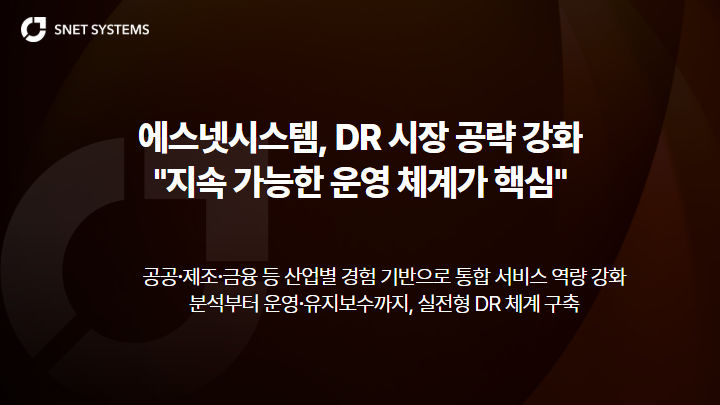 에스넷시스템, DR 시장 공략 강화…"실전형 체계 구축"