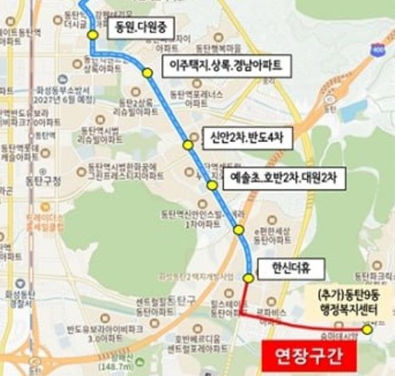 [화성=뉴시스]서울01번 버스 동탄신도시 내 노선도.(사진=이준석 국회의원실 제공02026.03.06.photo@newsis.com *재판매 및 DB 금지