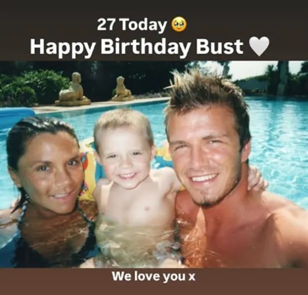 [뉴시스] 영국 축구 스타 데이비드 베컴이 지난 4일 인스타그램에 올린 아들 브루클린 베컴의 생일 축하 게시물. (사진=데이비드 베컴 인스타그램 캡처) *재판매 및 DB 금지