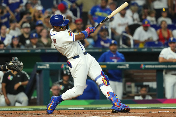 [마이애미=AP/뉴시스] 2026 월드베이스볼클래식 베네수엘라 야구 대표팀의 로널드 아쿠냐 주니어. 2026.03.07.