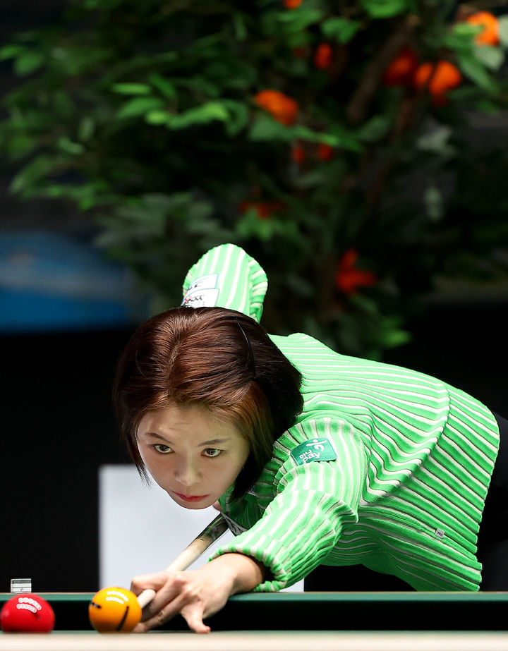 [서울=뉴시스] PBA-LPBA 월드챔피언십 LPBA 조별리그 1경기에 출전한 김가영. (사진=PBA 제공). 2026.03.06. *재판매 및 DB 금지